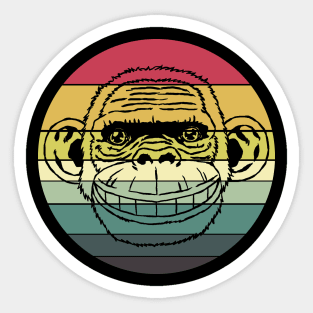 Retro Sunset Funny Chimp Face Sticker